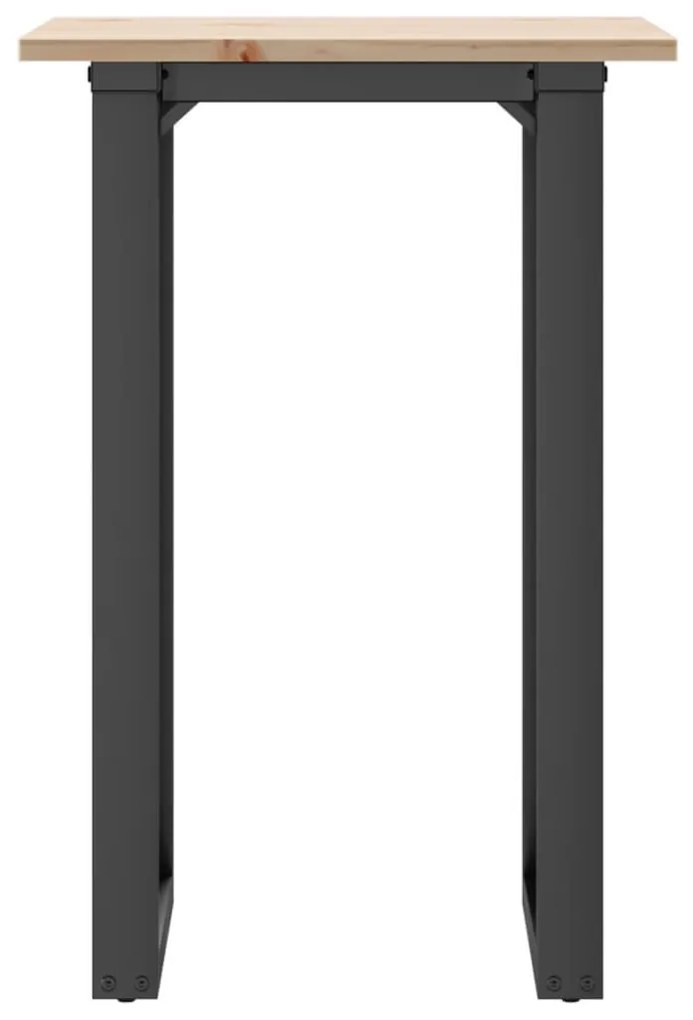 tömör fenyőfa és acél étkezőasztal O-vázzal 50x50x75 cm