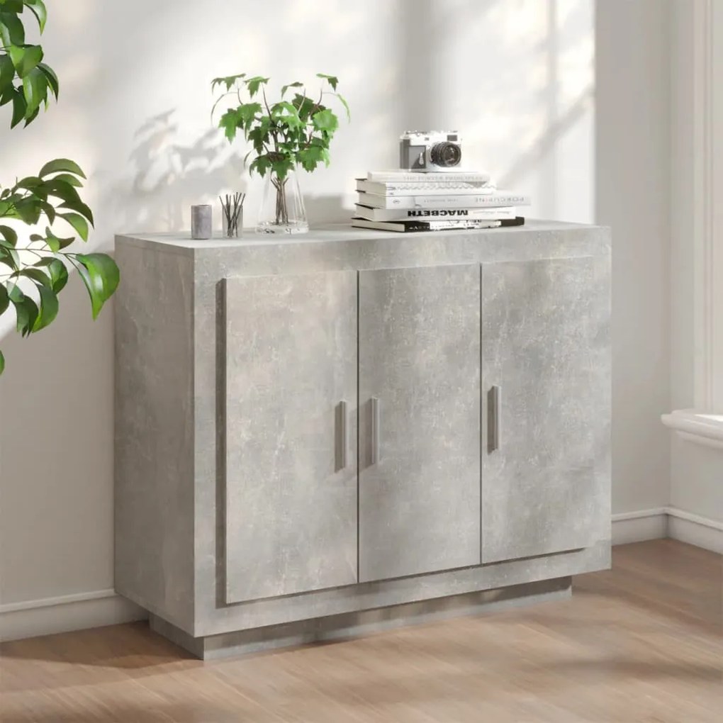 betonszürke szerelt fa tálalóasztal 92 x 35 x 75 cm