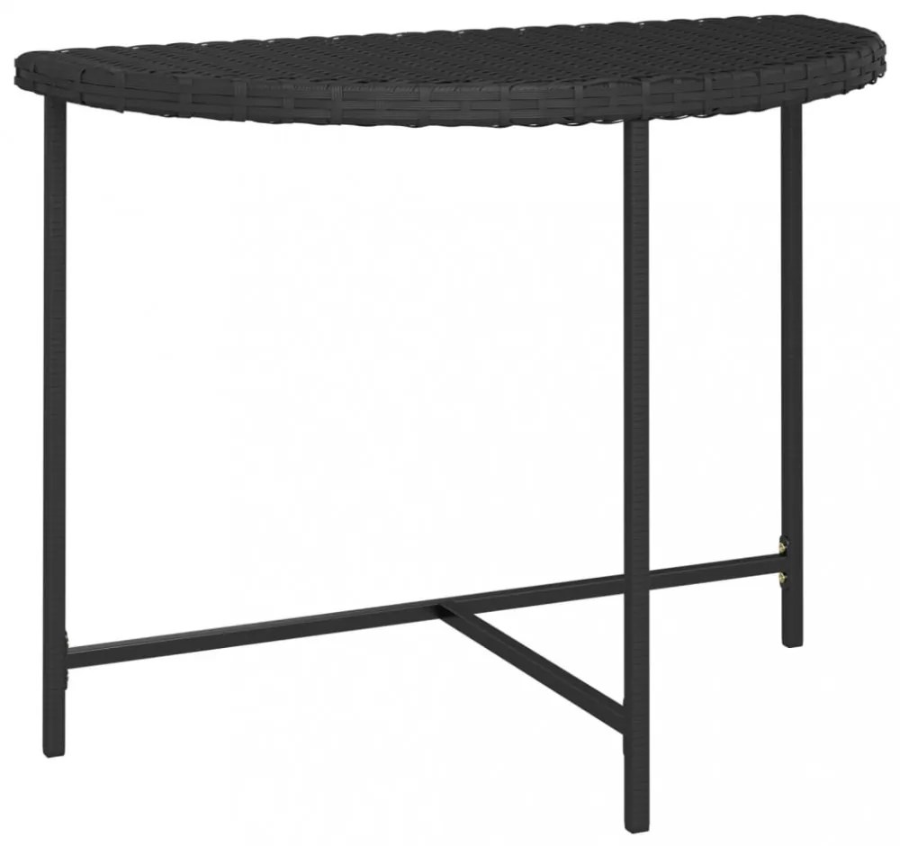 fekete polyrattan kerti asztal 100 x 50 x 75 cm