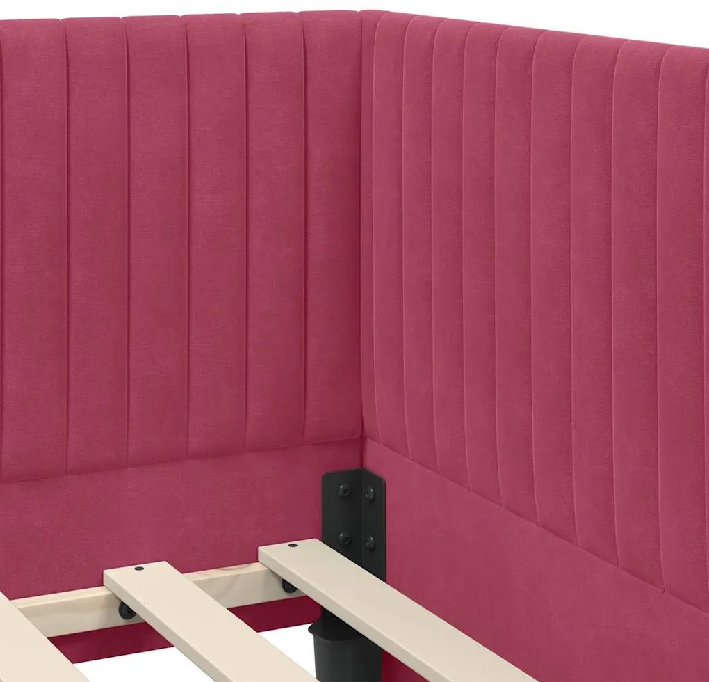 Sarokágy keret fejtámlával bordó 80 x 200 cm Bársony