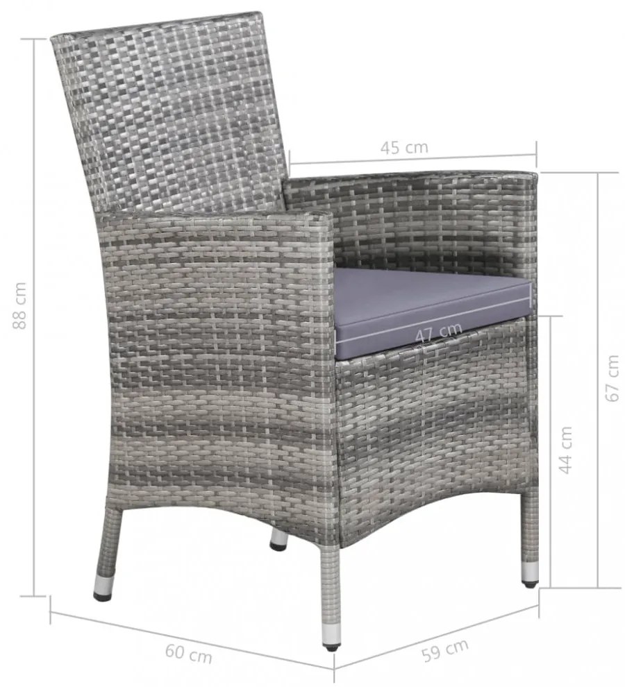 11 részes szürke polyrattan kültéri étkezőgarnitúra párnával