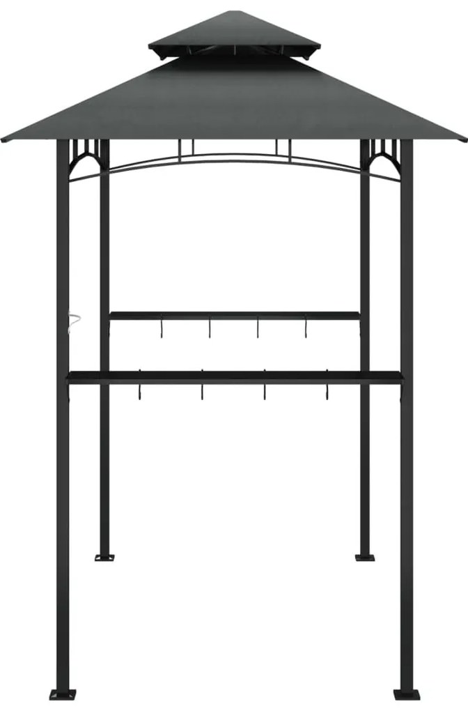 Antracit acél grillező pavilon oldalsó polcokkal 240x150x243 cm