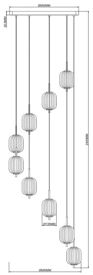 Zuma Line 003064-034749 - AKARI kábeles LED csillár LED/55W/230V átm. 63 cm arany
