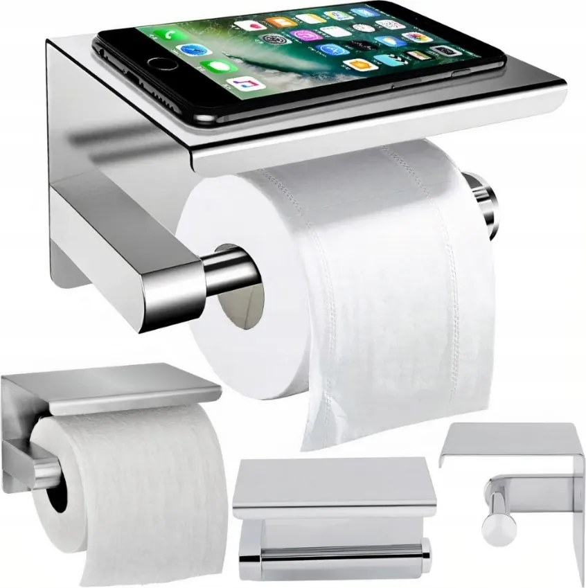 Wc-papír Tartó Polc Fém Tiplik Szalag Ezüst