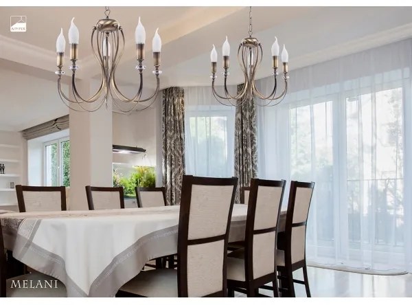 Jupiter 1634 - Csillár láncon MELANI 5xE14/40W/230V bronz patina