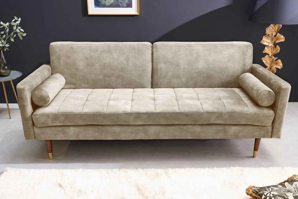Design ágyazható kanapé Walvia 196 cm pezsgő bársony