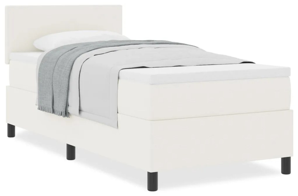 Box Spring Ágy matraccal Krém Egyszemélyes Kordbársony Szövet
