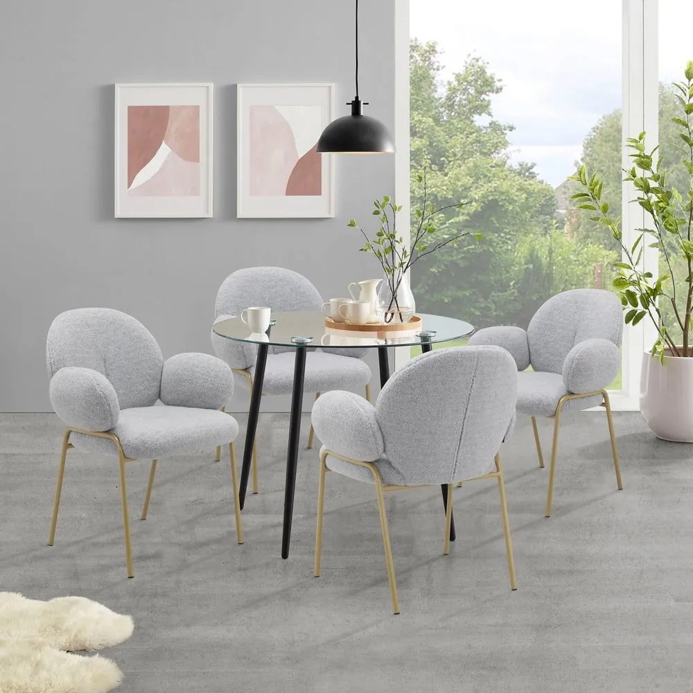 Világosszürke kárpitozott karfás étkezőfotel szett 2 db-os Iwama – Støraa