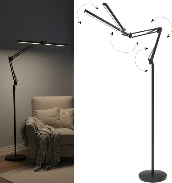Brilagi - VARIO dimmelhető flexibilis LED állólámpa 14W/5V 157 cm fekete