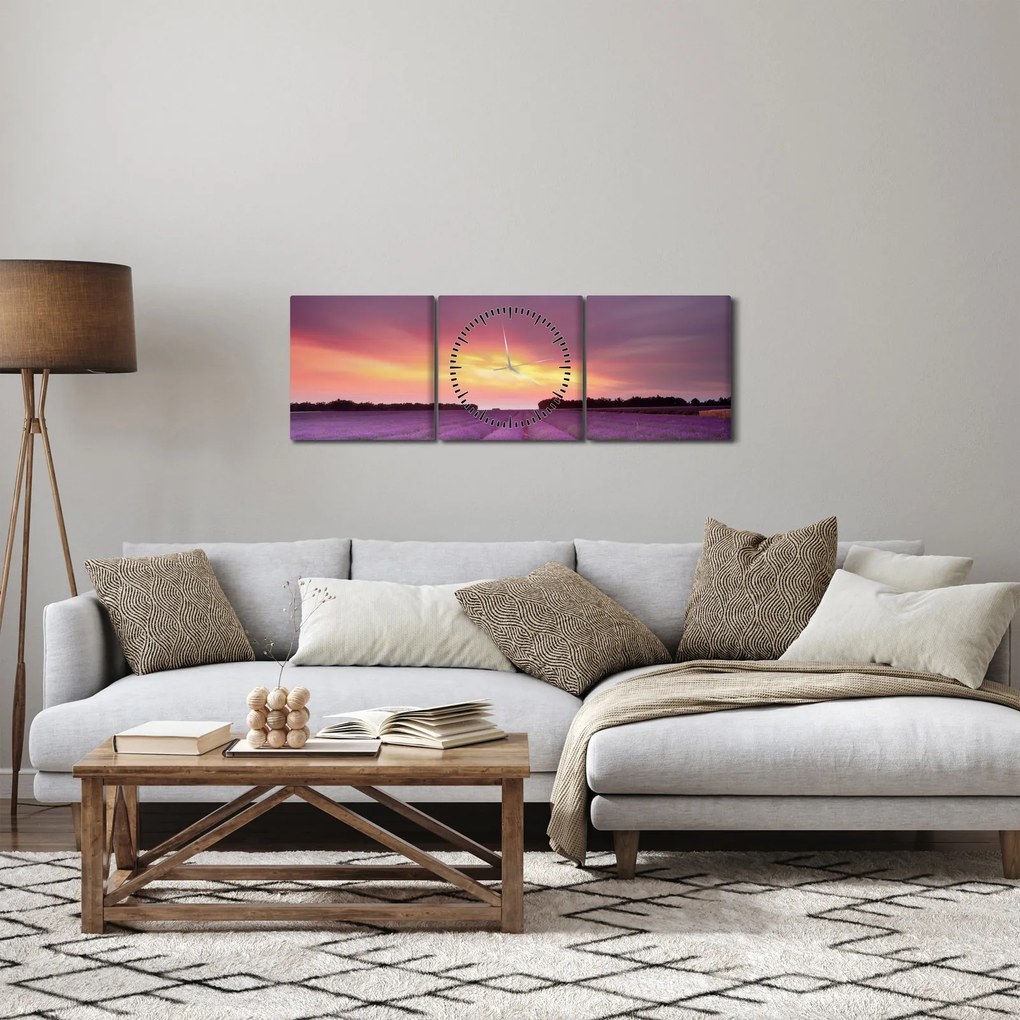Kép - Levendula mező (órával) (90x30 cm)