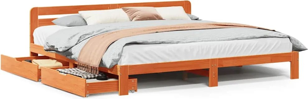 vidaXL viaszbarna tömör fenyőfa ágy matrac nélkül 200 x 200 cm