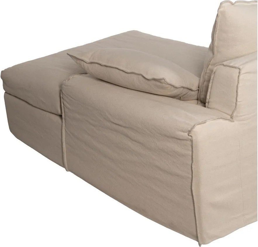 Krémszínű len sarokkanapé (jobb oldali-heverő résszel) – Ixia