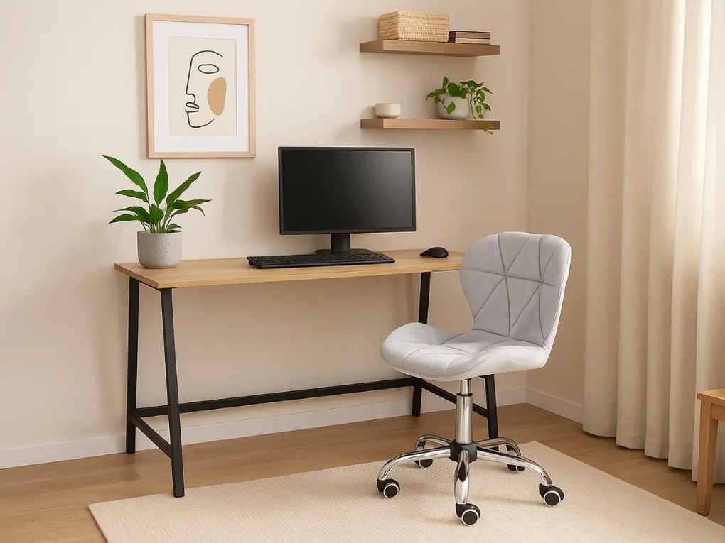 Dolgozószobai szett íróasztal TAYLOR SONOMA 100x50 cm + irodai szék AVOLA VELVET világosszürke