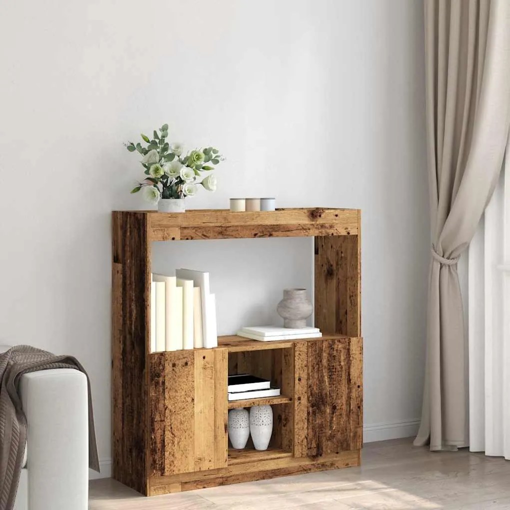 antik fa színű szerelt fa magasszekrény 92 x 33 x 100 cm