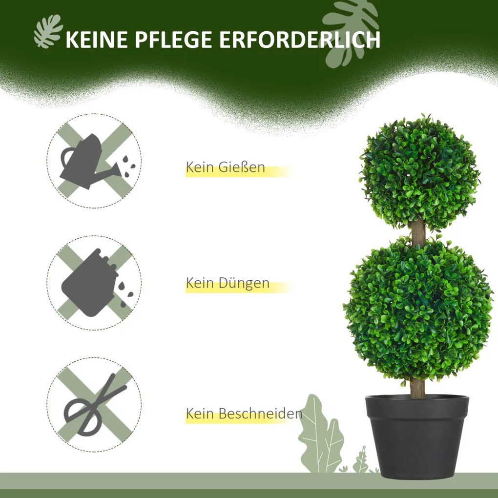 Műnövény szett, 2 db buxus, cserépben 60cm magas