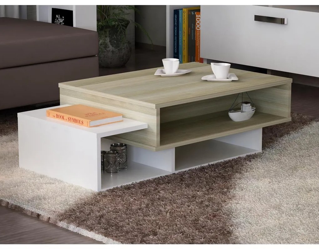 Kávésasztal TAB 32x105 cm bézs/fehér