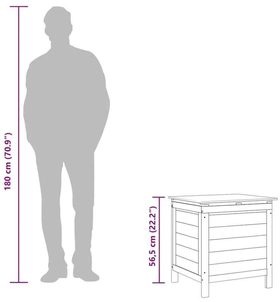 barna tömör fenyőfa kerti tárolóláda 50x49x56,5 cm