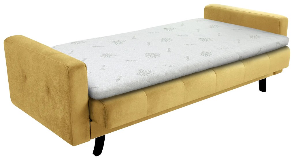ID LISSZABON ágyazható kanapé ágyneműtartóval - sárga