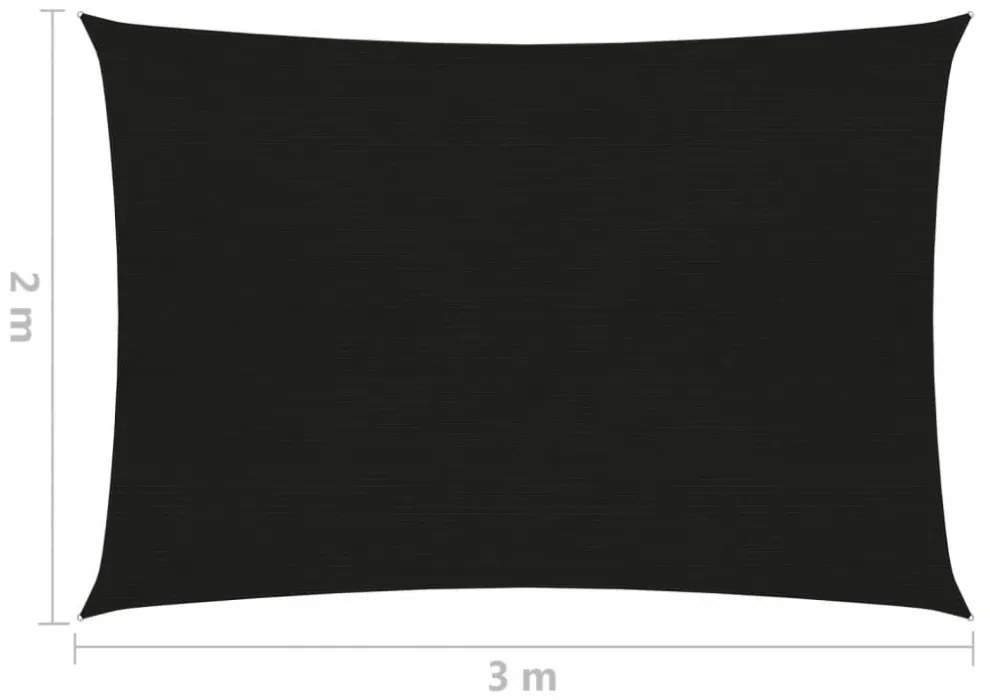 fekete HDPE napvitorla 160 g/m² 2 x 3 m