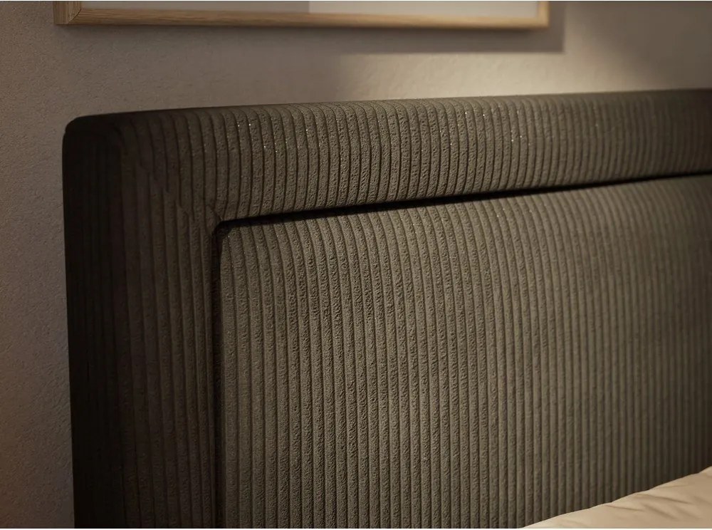 Antracitszürke ágyneműtartós boxspring ágy 200x200 cm Fresco – Maison de Rêve