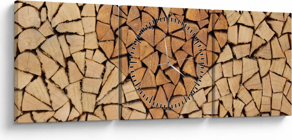 Kép - szív fából (órával) (90x30 cm)