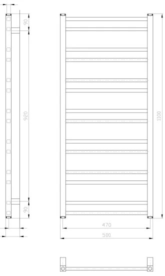 Sapho - METRO DOS fürdőszobai törölközőszárító radiátor, 343 W / 230 V, 50x110 cm, matt fehér