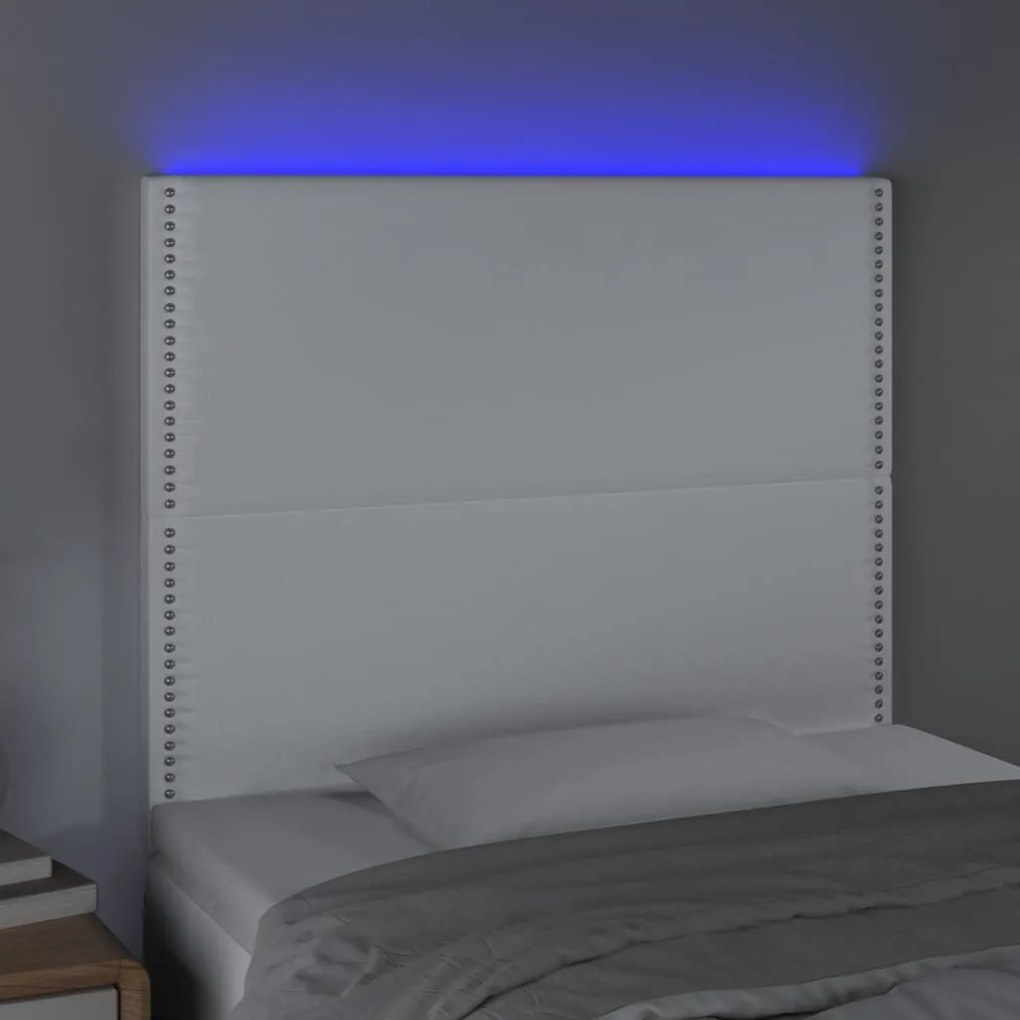fehér műbőr LED-es fejtámla 90x5x118/128 cm
