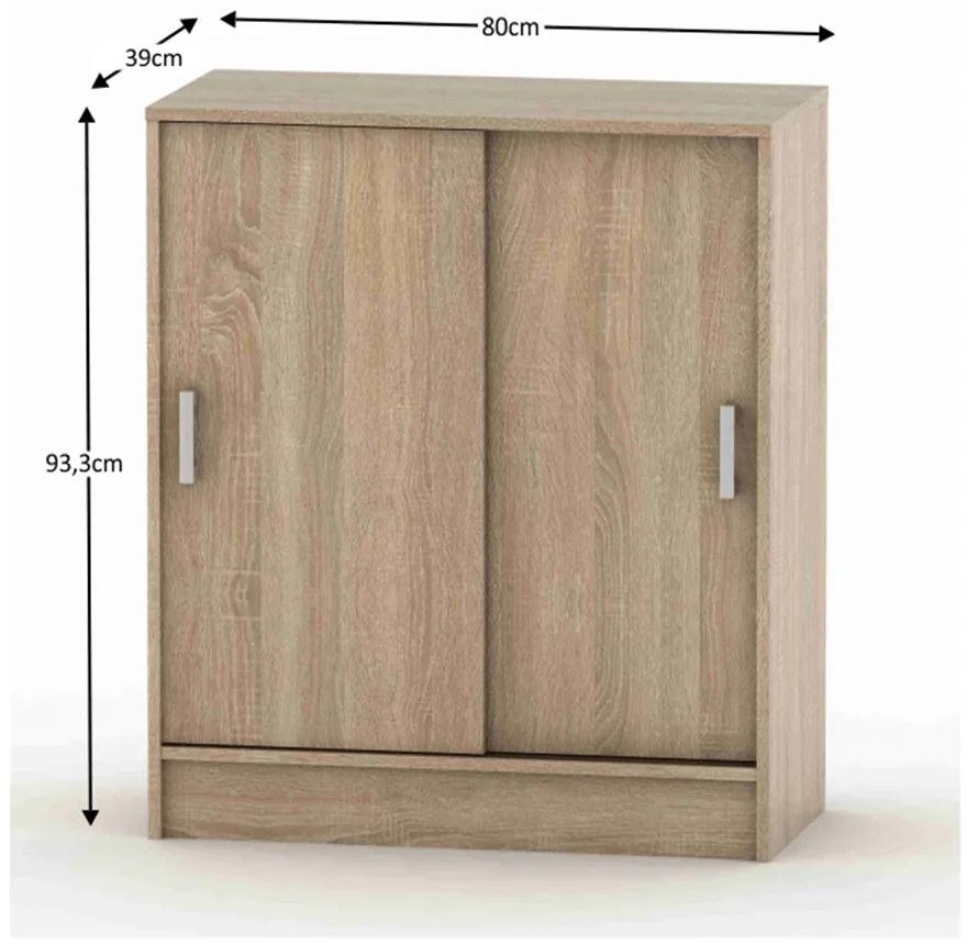 BETTY tolóajtós szekrény, sonoma tölgy