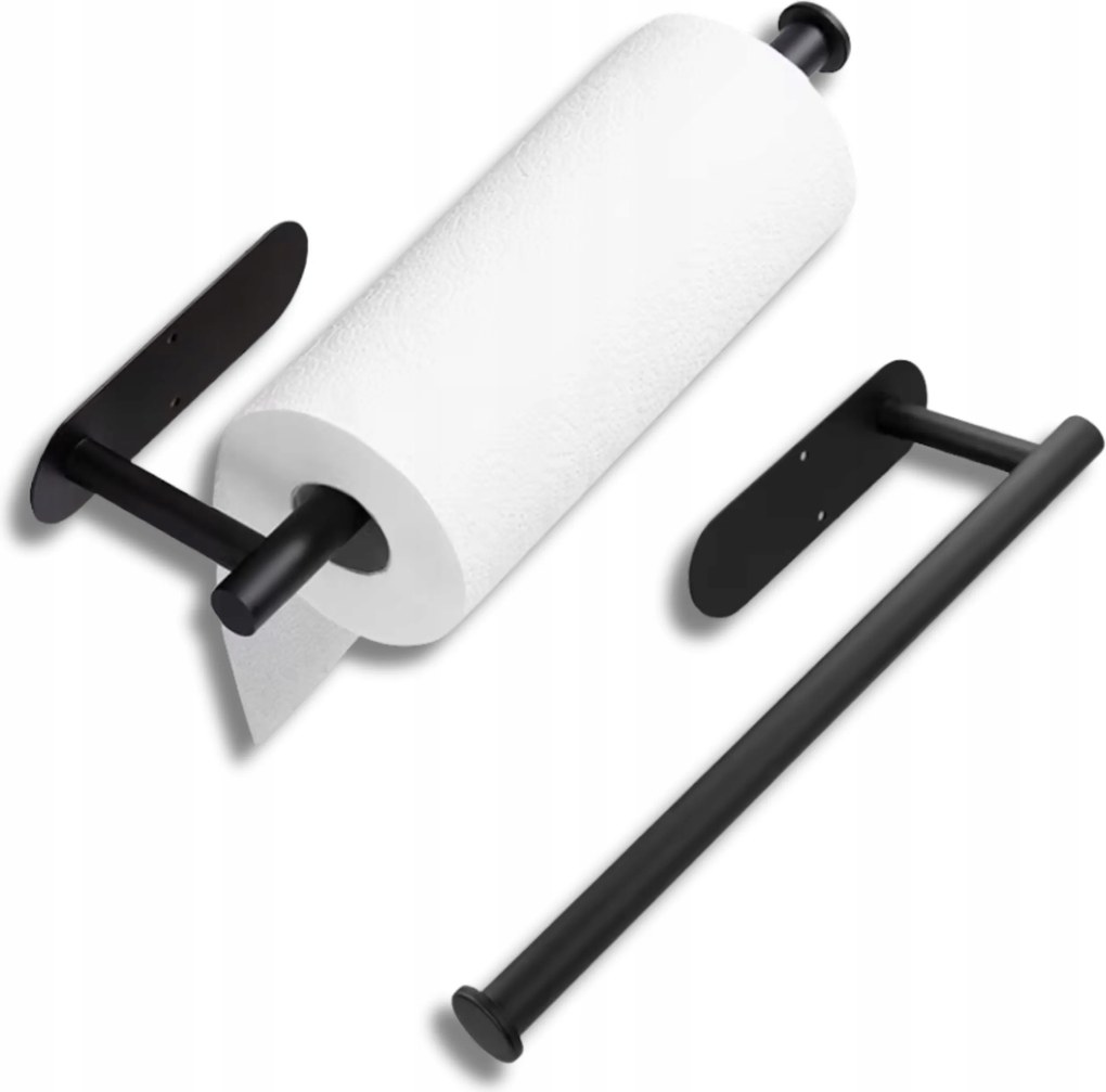Törölközőtartó Papír Konyhai akasztó Loft Fúrás Nélkül Fekete Matt