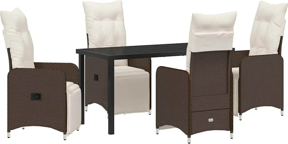 vidaXL Kert étkező szett párnával 5 pcs Barna polirattan