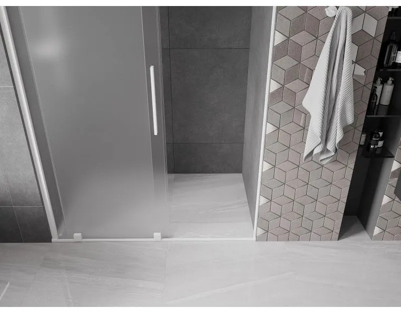 Mexen Velar, tolózuhanyajtó nyitáshoz 140 cm, 8 mm-es matt üveg, fehér matt, 871-140-000-31-20
