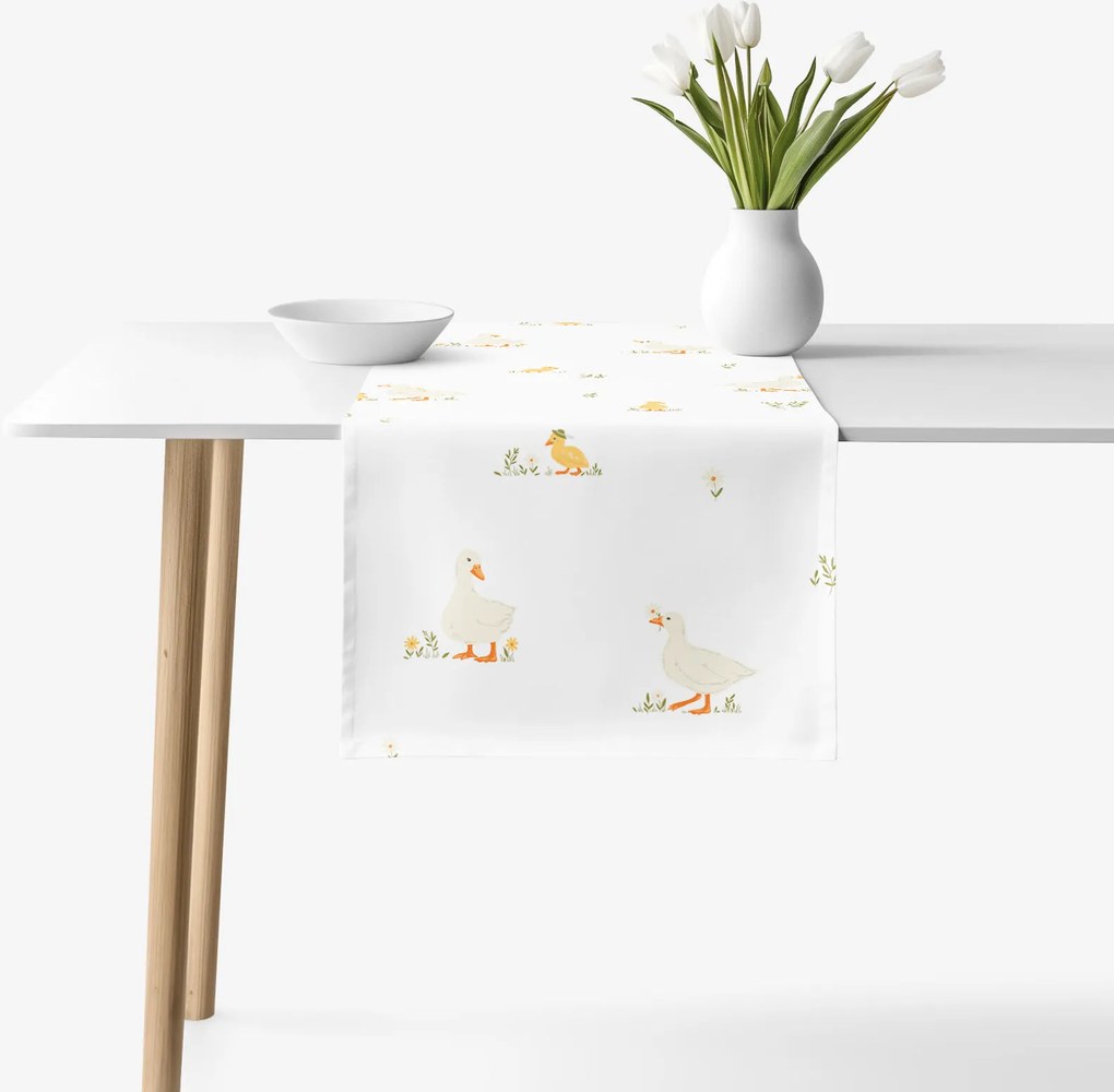 Goldea húsvéti pamut asztali futó - kacsák 50x160 cm