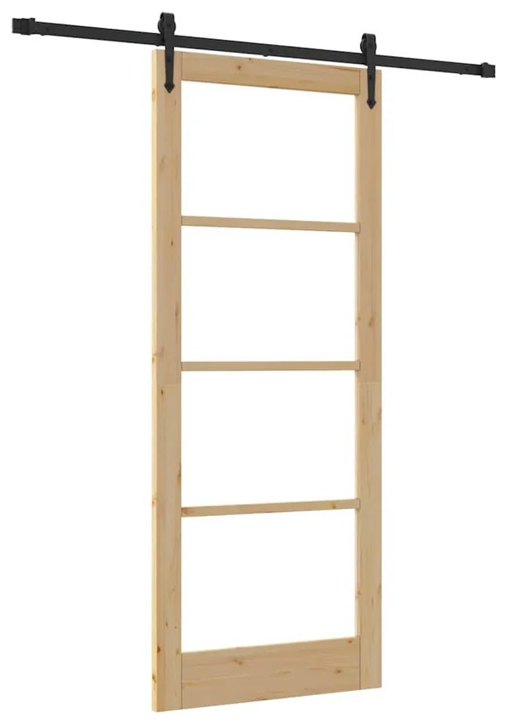 Egyszerű Csúszó Ajtó Barna 86 x 211 cm Fa és fém