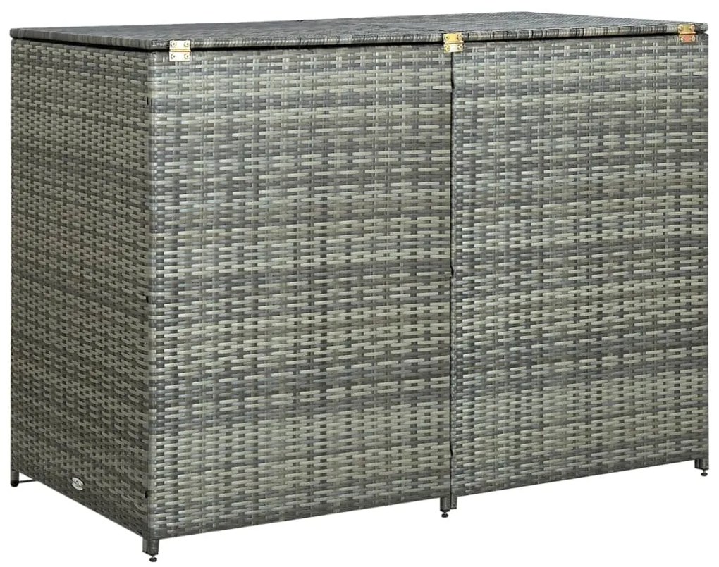 vidaXL antracit polyrattan dupla tároló gurulós kukához 148x77x111 cm