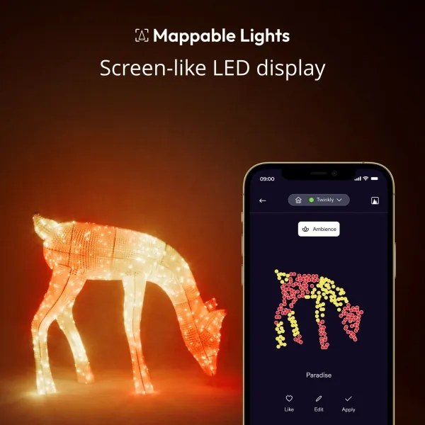 Twinkly TW3RD140SPP-TEU - LED RGBW Dimmelhető kültéri rénszarvas 160xLED IP44 Wi-Fi