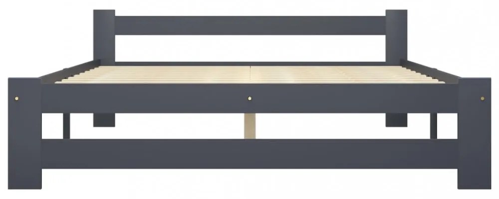 sötétszürke tömör fenyőfa ágykeret matrac nélkül 120x200 cm