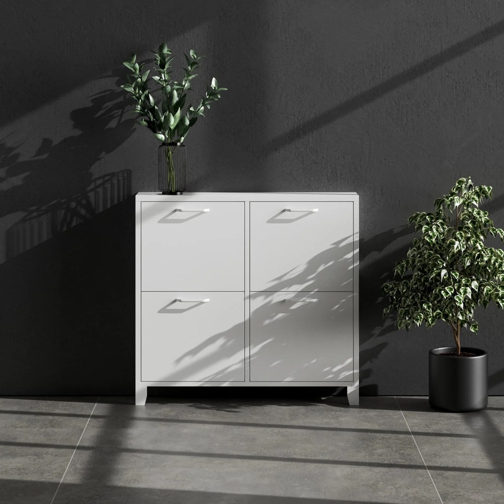 SHIRLEY fém cipősszekrény, 960 x 900 x 170 mm, fehér