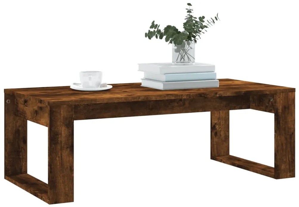 Füstös tölgy színű szerelt fa dohányzóasztal 102x50x35 cm