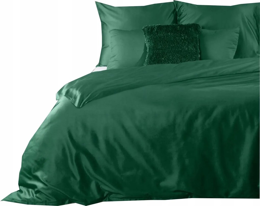 Ágynemű szett 160x200 pamut szatén ágyneműhuzat garnitúra, egyszínű zöld