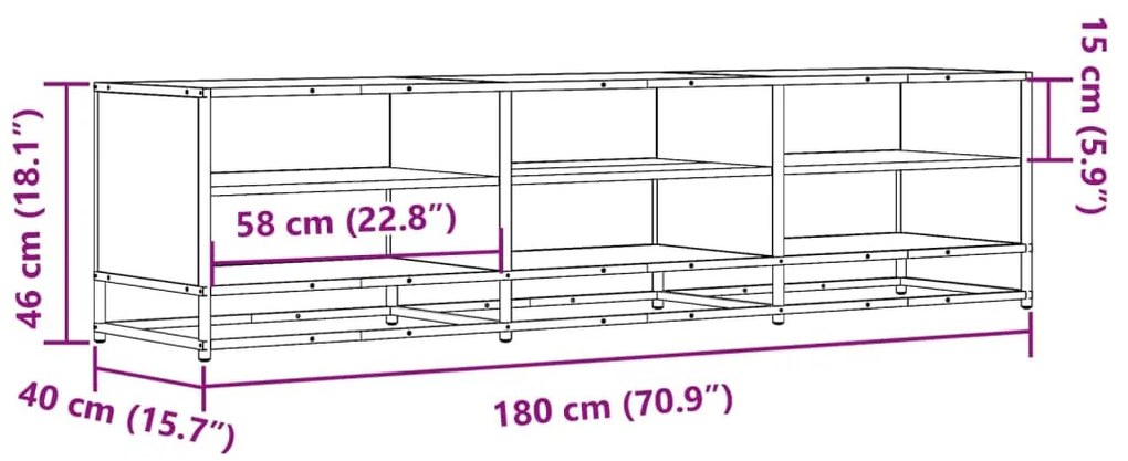 fekete szerelt fa TV-szekrény 180 x 40 x 46 cm