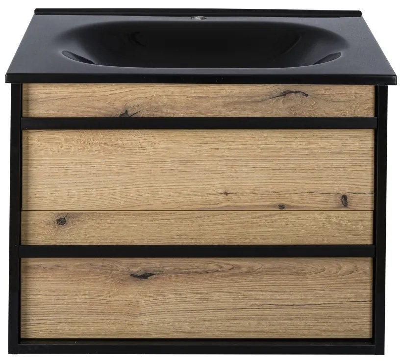 Piramida EURIDIKA OLIVA-FEKETE - fali fürdőszobabútor fekete mosdóval - 65 x 53 x 48 cm