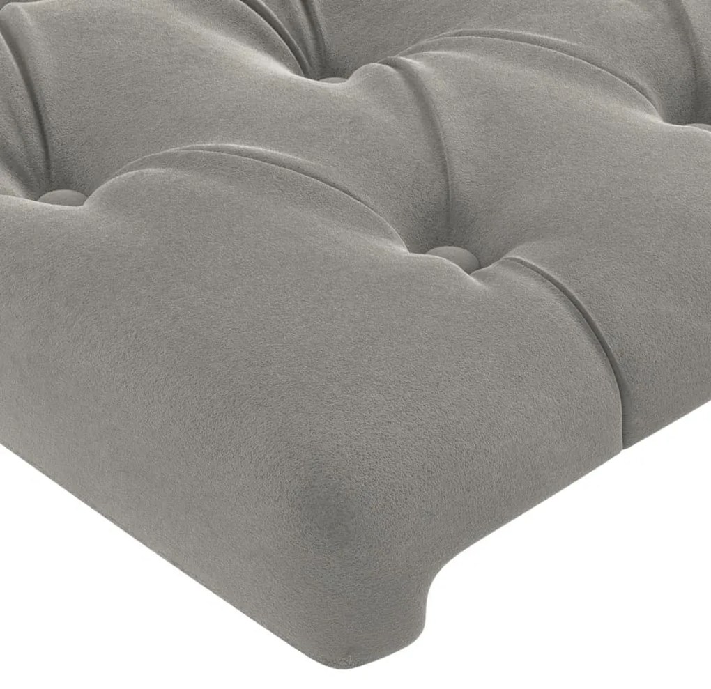 világosszürke bársony LED-es fejtámla 180x7x118/128 cm