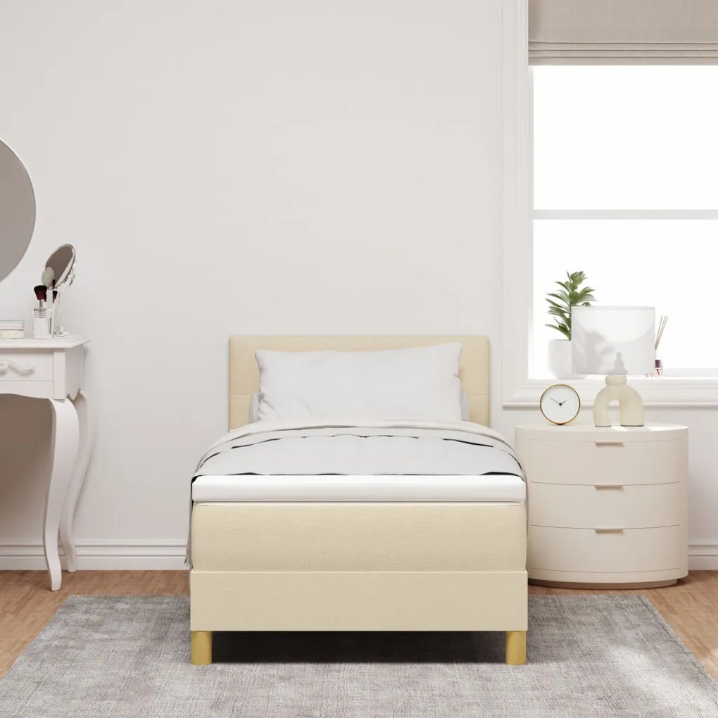 Box Spring Ágy Matraccal Krém 90x190 cm Szövet