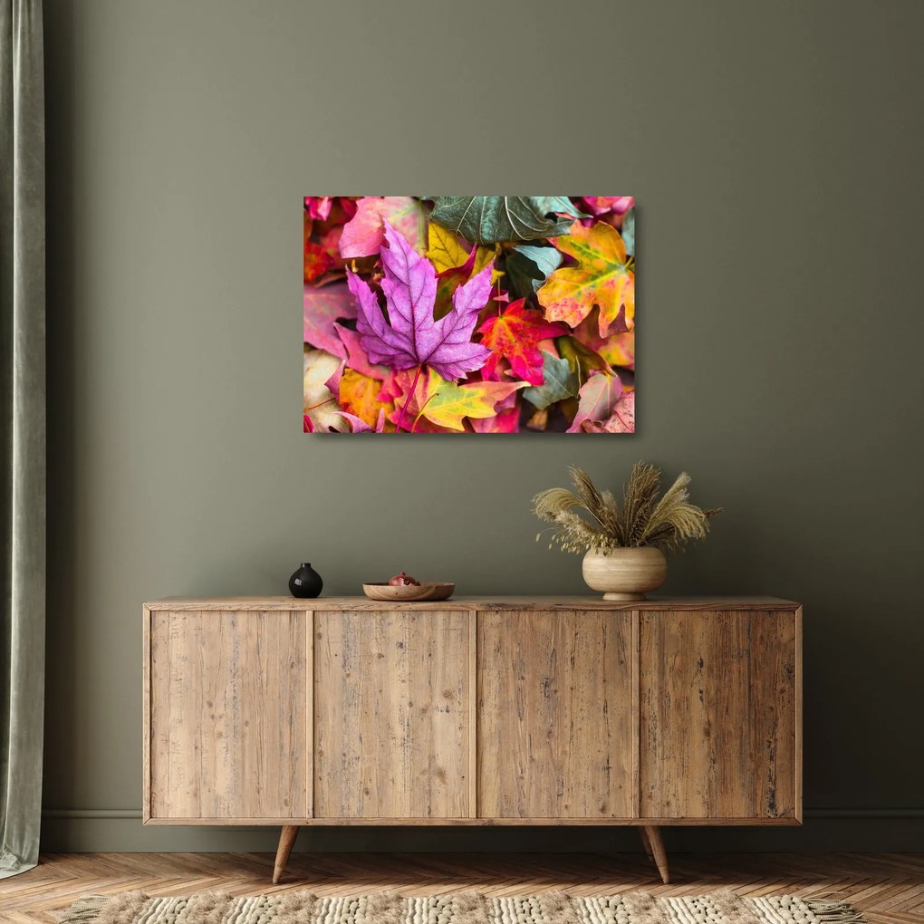 Kép - őszi levelek (üvegen) (70x50 cm)
