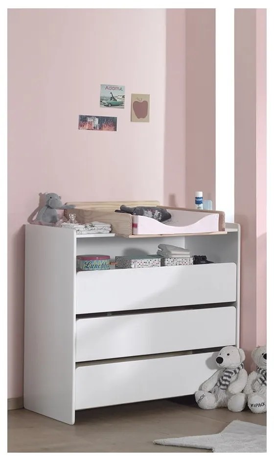 Fehér borovi fenyő alacsony gyerek komód pelenkázó feltéttel 90x106 cm KIDDY – Vipack