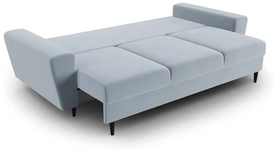 Világoskék bársony kinyitható tárolóhelyes kanapé 235 cm Kyoto – Cosmopolitan Design