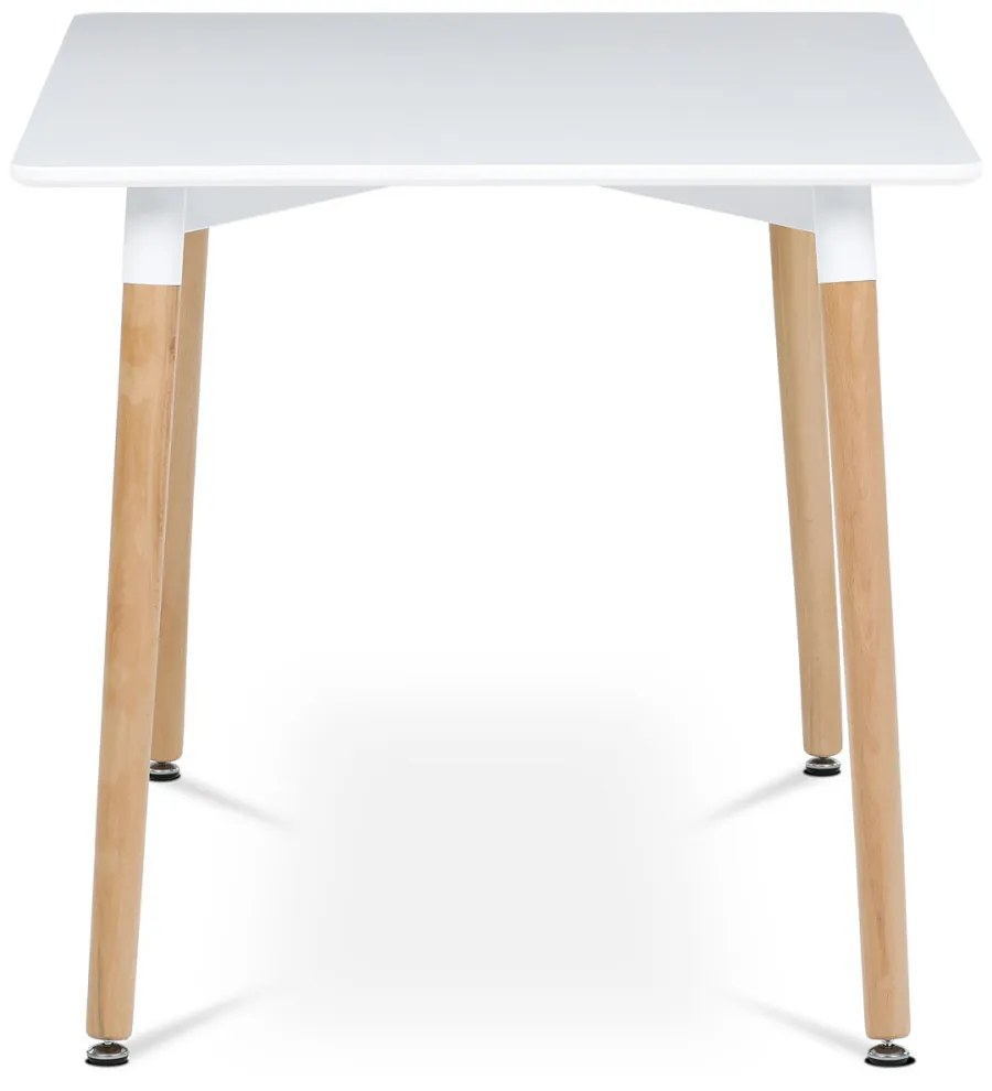 Masă De Bucătărie 120x80x74 cm, MDF / cadru metalic - lac alb mat, picioare din lemn