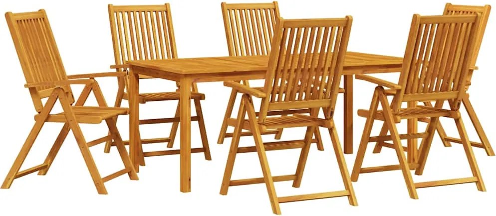 vidaXL Kert étkező szett 7 pcs Barna Tömör Akácfa