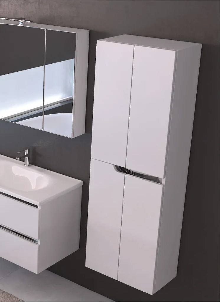 Piramida BETA fali fürdőszoba - állószekrény - FEHÉR - 50 x 150 x 30 cm