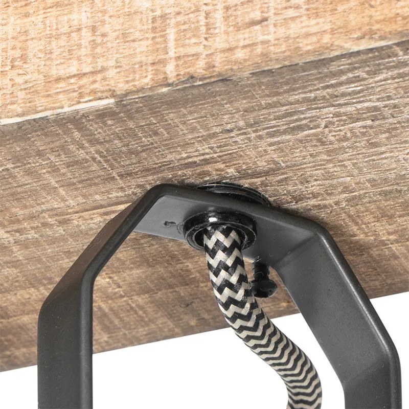 Rusztikus spotlámpa fekete fával 3-lámpás állítható - Jelle